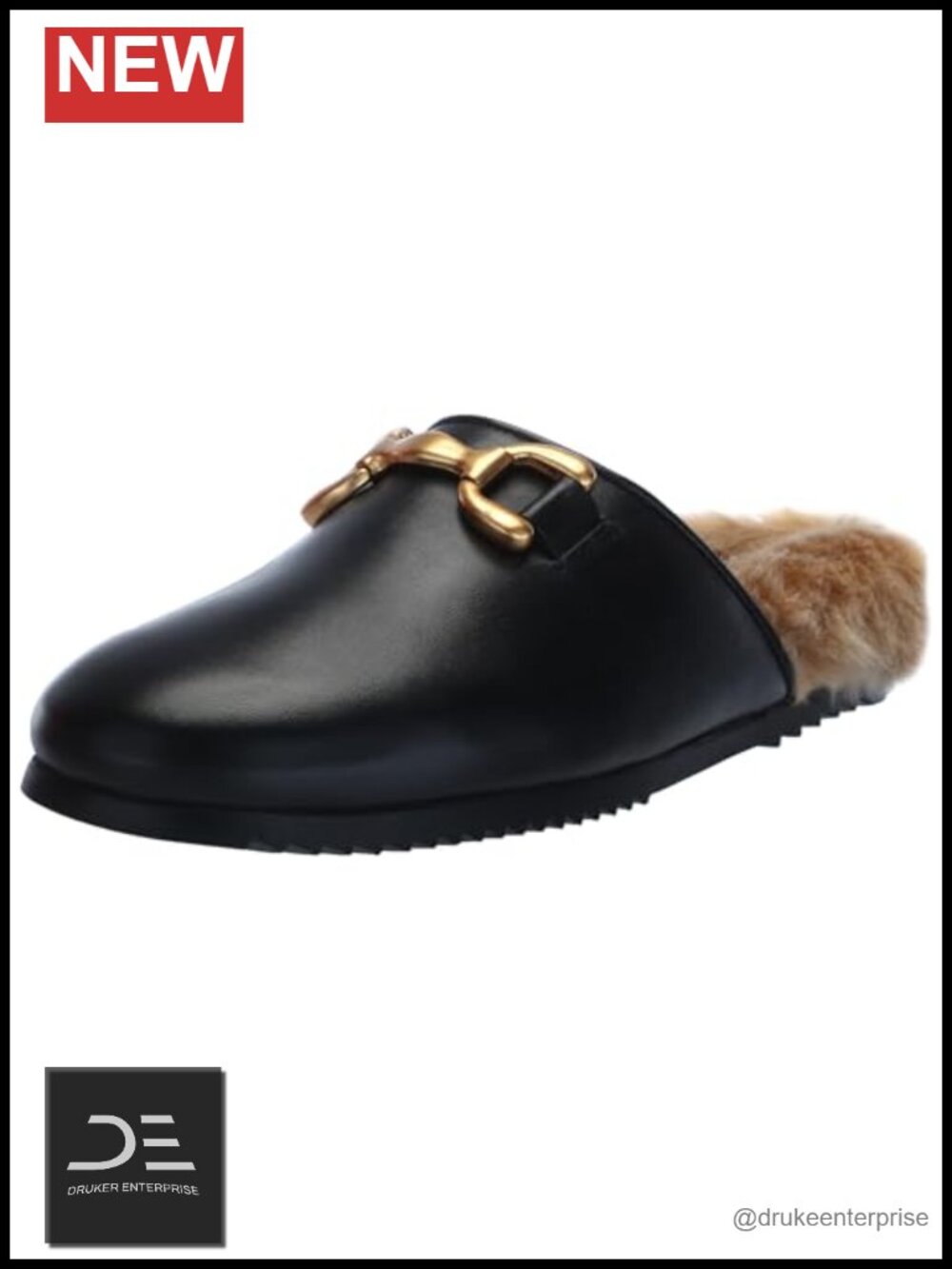 Flatform Mule Clog Suede Leather Slip-On Horsebit Gold Hardware